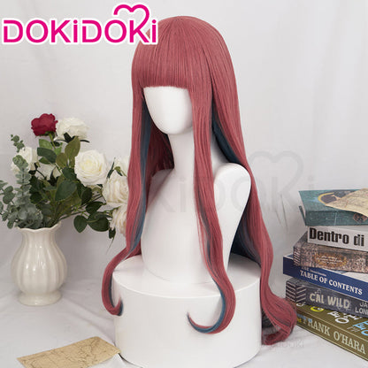【Ready For Ship】DokiDoki Anime Paradox Live THE ANIMATION Cosplay Anne Faulkner Wig Long Curly Red Blue  Hair