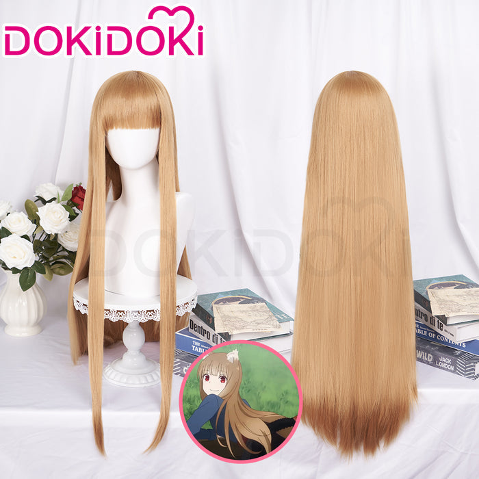 【Ready For Ship】DokiDoki Anime Spice and Wolf: Merchant Meets the Wise Wolf Cosplay Holo Wig Long Straight Orange Hair
