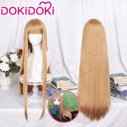 【Ready For Ship】DokiDoki Anime Spice and Wolf: Merchant Meets the Wise Wolf Cosplay Holo Wig Long Straight Orange Hair