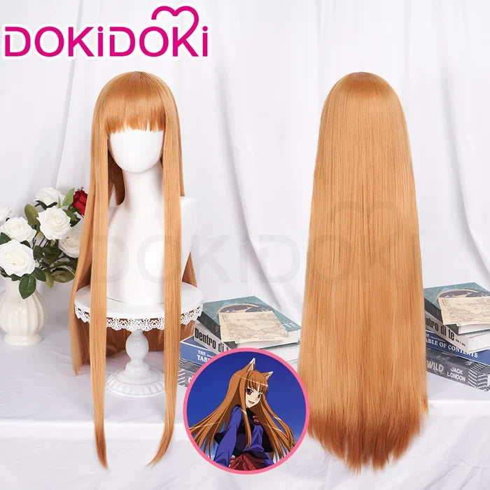 【Ready For Ship】DokiDoki Anime Spice and Wolf: Merchant Meets the Wise Wolf Cosplay Holo Wig Long Straight Orange Hair