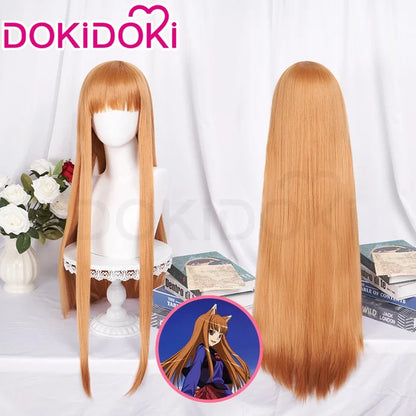 【Ready For Ship】DokiDoki Anime Spice and Wolf: Merchant Meets the Wise Wolf Cosplay Holo Wig Long Straight Orange Hair