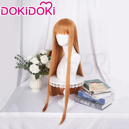 【Ready For Ship】DokiDoki Anime Spice and Wolf: Merchant Meets the Wise Wolf Cosplay Holo Wig Long Straight Orange Hair