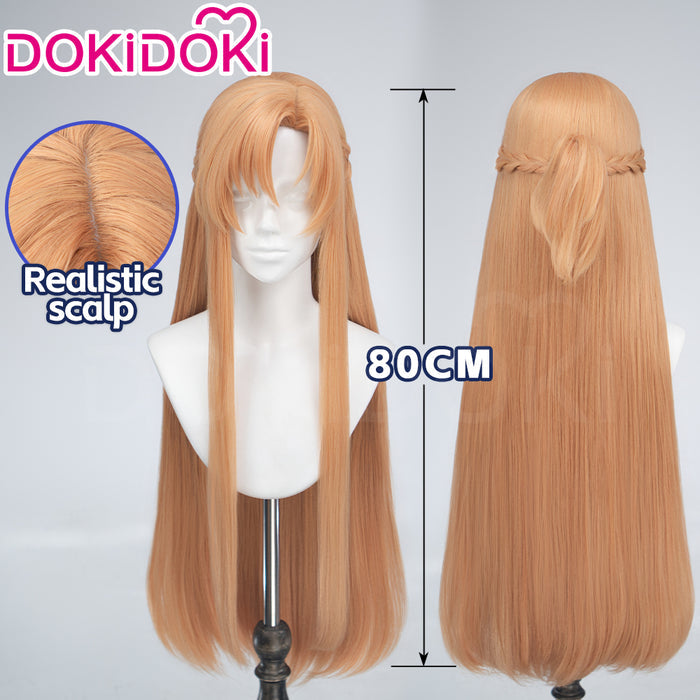 【Ready For Ship】DokiDoki Anime Sword Art Online Cosplay Yuuki Asuna Wig Long Straight Gold Brown Blue SAO