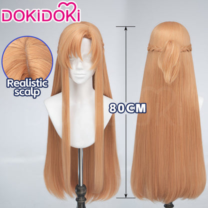 【Ready For Ship】DokiDoki Anime Sword Art Online Cosplay Yuuki Asuna Wig Long Straight Gold Brown Blue SAO