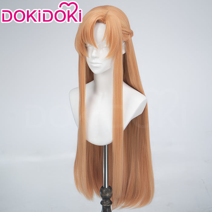 【Ready For Ship】DokiDoki Anime Sword Art Online Cosplay Yuuki Asuna Wig Long Straight Gold Brown Blue SAO