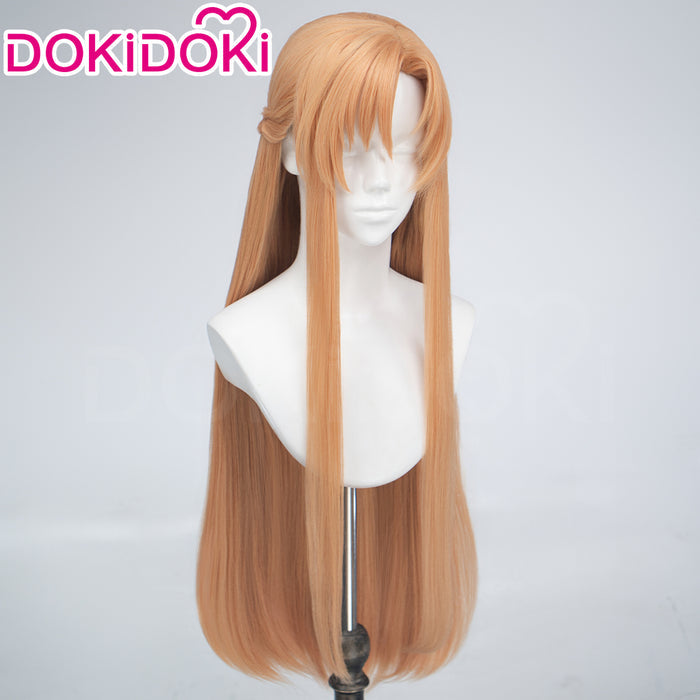 【Ready For Ship】DokiDoki Anime Sword Art Online Cosplay Yuuki Asuna Wig Long Straight Gold Brown Blue SAO