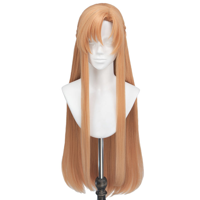 【Ready For Ship】DokiDoki Anime Sword Art Online Cosplay Yuuki Asuna Wig Long Straight Gold Brown Blue SAO
