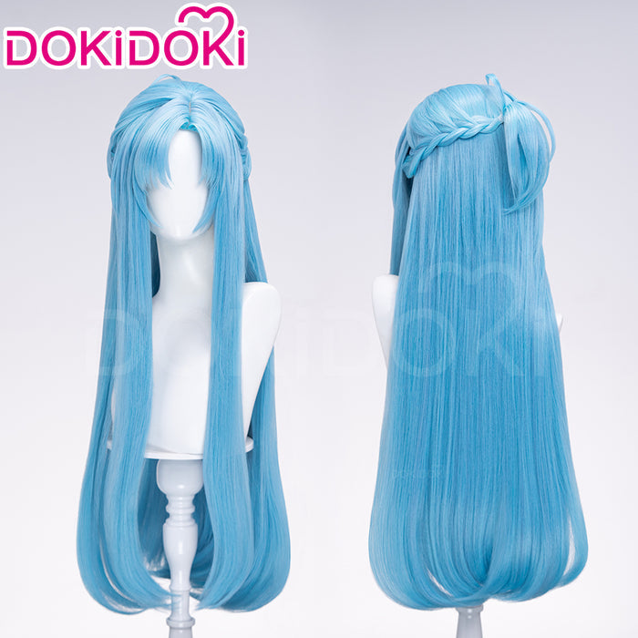 【Ready For Ship】DokiDoki Anime Sword Art Online Cosplay Yuuki Asuna Wig Long Straight Gold Brown Blue SAO