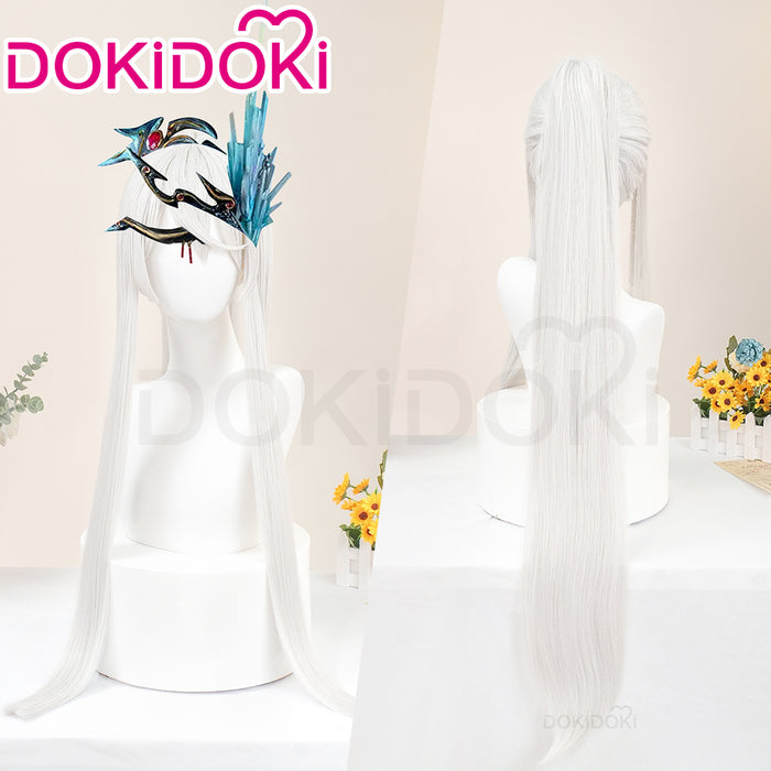 【Ready For Ship】DokiDoki Anime Thunderbolt Fantasy Cosplay Rin Setsu A Wig Long Straight White Hair
