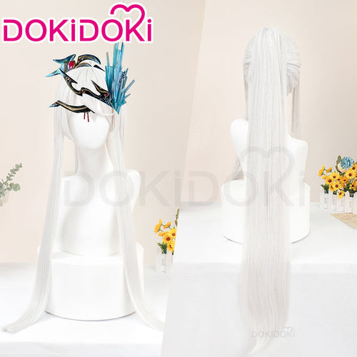 【Ready For Ship】DokiDoki Anime Thunderbolt Fantasy Cosplay Rin Setsu A Wig Long Straight White Hair