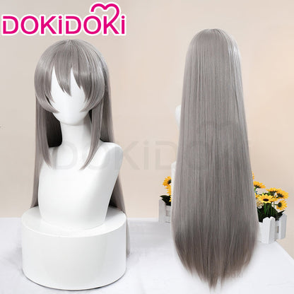 【Ready For Ship】DokiDoki Game Anime Clannad Cosplay Tomoyo Sakagami Wig Long Straight Grey Silver