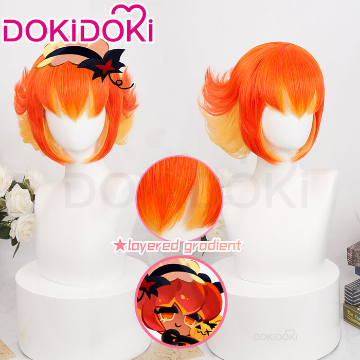 【Ready For Ship】DokiDoki Game Cookie Run: Kingdom Cosplay Pumpkin Pie Cookie Wig Orange Yellow Short