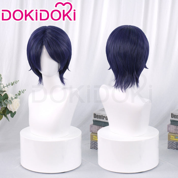 【Ready For Ship】DokiDoki Game Cosplay Fox Wig Short Straight Blue Hair
