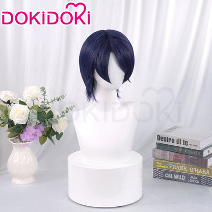 【Ready For Ship】DokiDoki Game Cosplay Fox Wig Short Straight Blue Hair