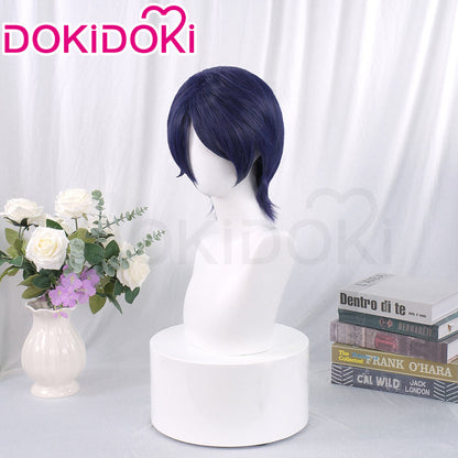 【Ready For Ship】DokiDoki Game Cosplay Fox Wig Short Straight Blue Hair