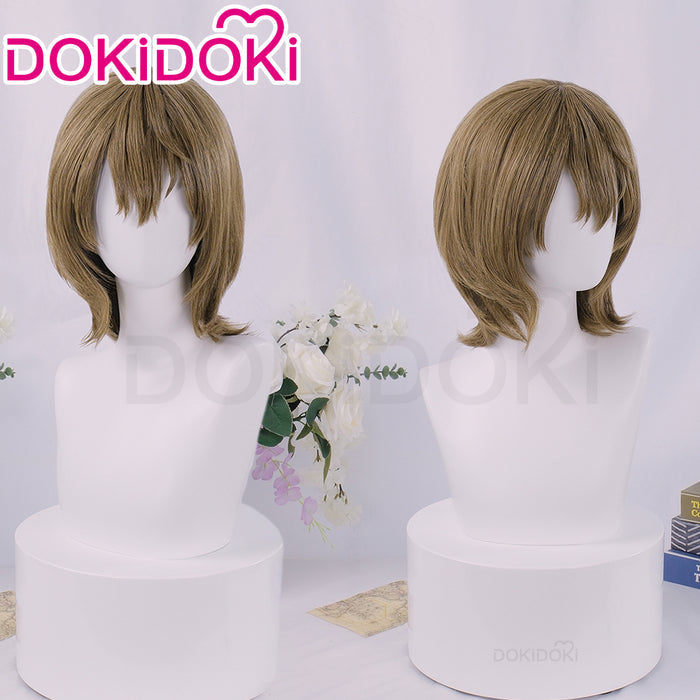 【Ready For Ship】DokiDoki Game Cosplay Wig Crow Goroo Akechii Short Straight Brown Hair