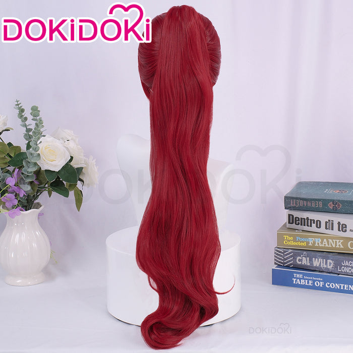 【Ready For Ship】DokiDoki Game Cosplay Wig Long Curly Red Hair