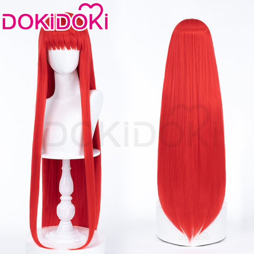 【Ready For Ship】DokiDoki Game Cosplay Wig Red Long Straight Bangs Hair