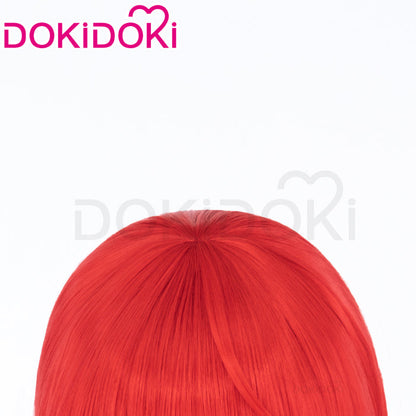 【Ready For Ship】DokiDoki Game Cosplay Wig Red Long Straight Bangs Hair