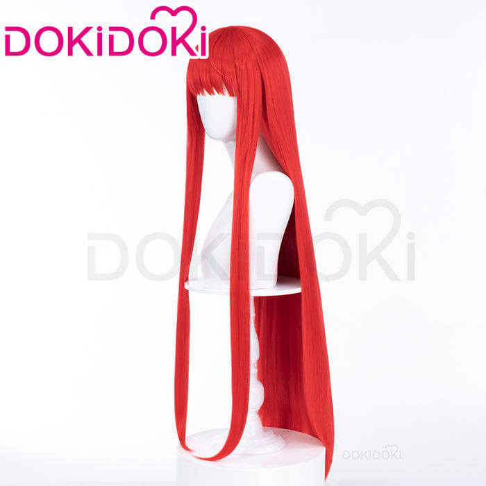 【Ready For Ship】DokiDoki Game Cosplay Wig Red Long Straight Bangs Hair