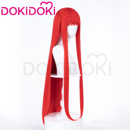 【Ready For Ship】DokiDoki Game Cosplay Wig Red Long Straight Bangs Hair