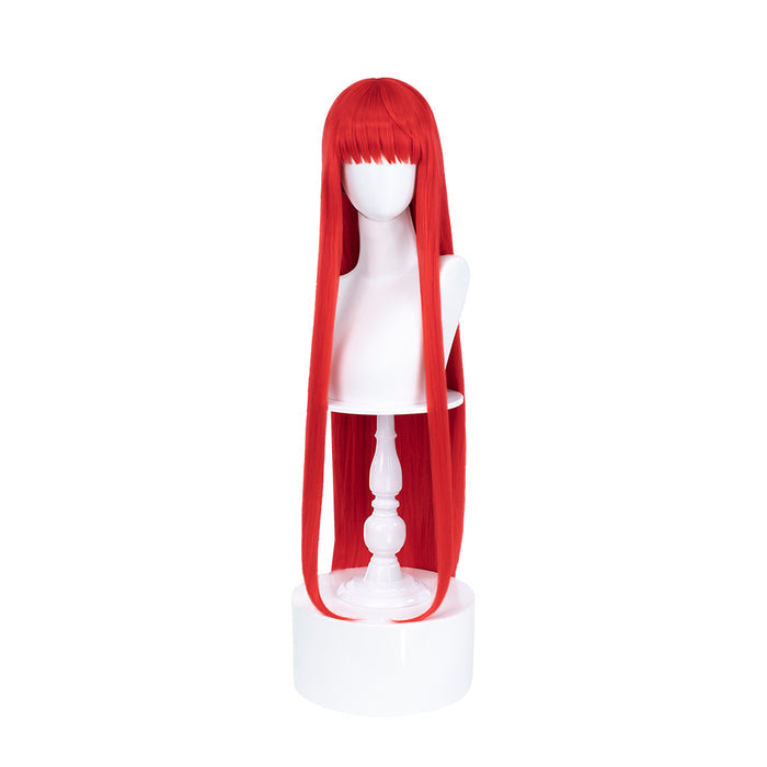 【Ready For Ship】DokiDoki Game Cosplay Wig Red Long Straight Bangs Hair