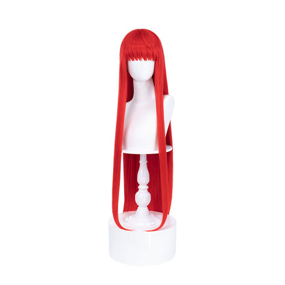 【Ready For Ship】DokiDoki Game Cosplay Wig Red Long Straight Bangs Hair