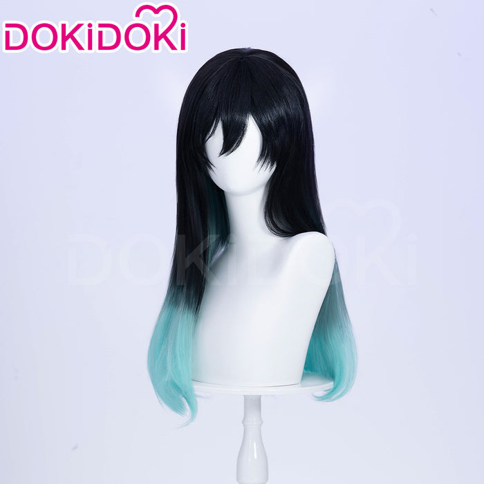 【 Ready For Ship】DokiDoki Game Cosplay Wig Short Straight White Black Green Gradient Hair x LE SSERAFIM