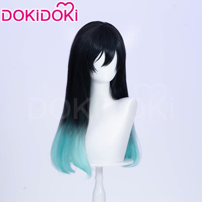 【 Ready For Ship】DokiDoki Game Cosplay Wig Short Straight White Black Green Gradient Hair x LE SSERAFIM
