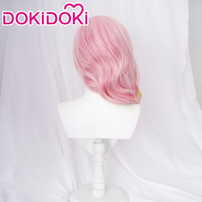 【Ready For Ship】DokiDoki Game Genshin Impact Cosplay Babel Wig Long Pink Green Highlight Curly Hair Eremite Scorching Loremaster