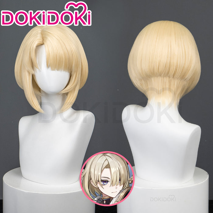 【Ready For Ship】DokiDoki Game Genshin Impact Cosplay Fontaine Freminet Wig Short Grey Brown Straight Hair