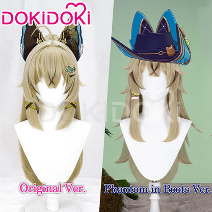 【Ready For Ship】DokiDoki Game Genshin Impact Cosplay Kirara Wig Long Straight Flaxen Brown Wig