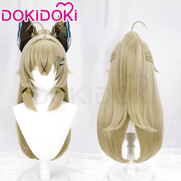 【Ready For Ship】DokiDoki Game Genshin Impact Cosplay Kirara Wig Long Straight Flaxen Brown Wig