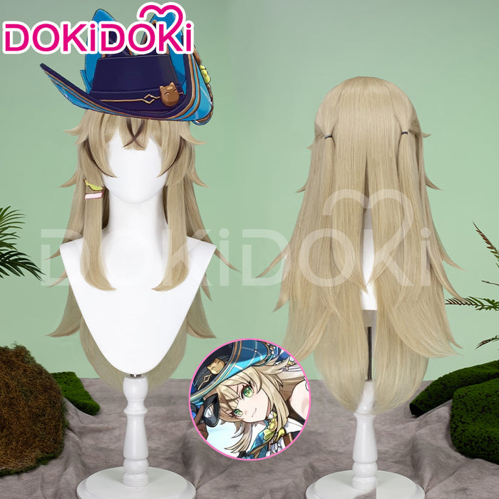 【Ready For Ship】DokiDoki Game Genshin Impact Cosplay Kirara Wig Long Straight Flaxen Brown Wig