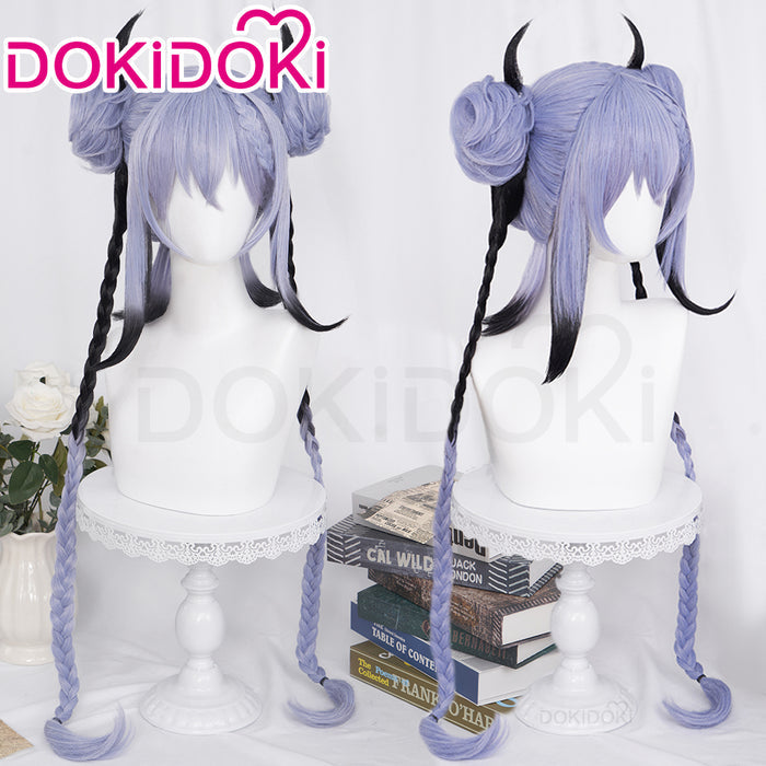 【Ready For Ship】DokiDoki Game Genshin Impact M Cosplay Wig Long Purple Black Gothic girl