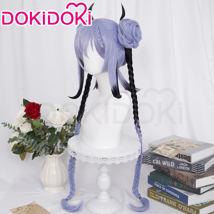 【Ready For Ship】DokiDoki Game Genshin Impact M Cosplay Wig Long Purple Black Gothic girl