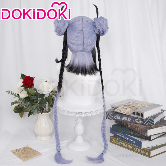 【Ready For Ship】DokiDoki Game Genshin Impact M Cosplay Wig Long Purple Black Gothic girl