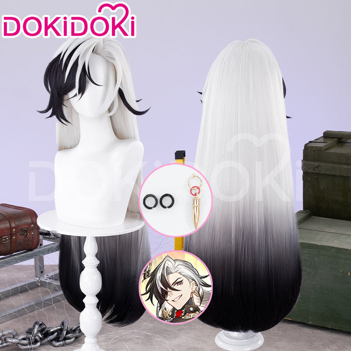 【Ready For Ship】DokiDoki Game Honkai: Star Rail Cosplay Boothill Wig / Earring Long White Black Wig Male