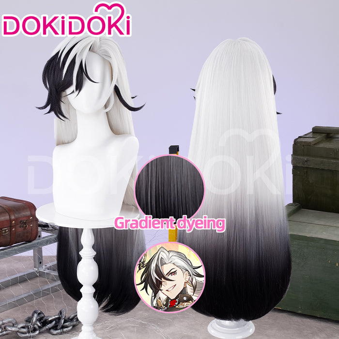 【Ready For Ship】DokiDoki Game Honkai: Star Rail Cosplay Boothill Wig / Earring Long White Black Wig Male