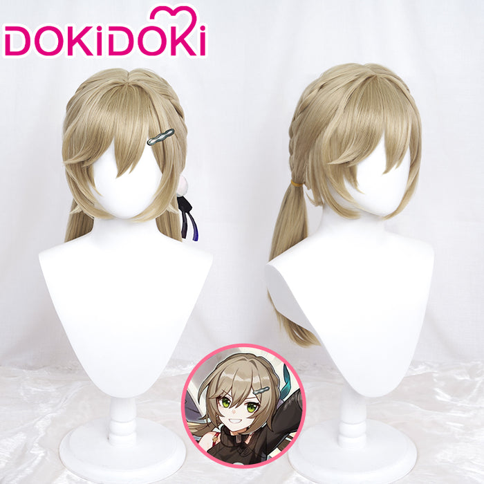 【Ready For Ship】DokiDoki Game Honkai: Star Rail Cosplay Qing Que Wig Long Straight Flaxen Hair / Hair Accessories Qingque