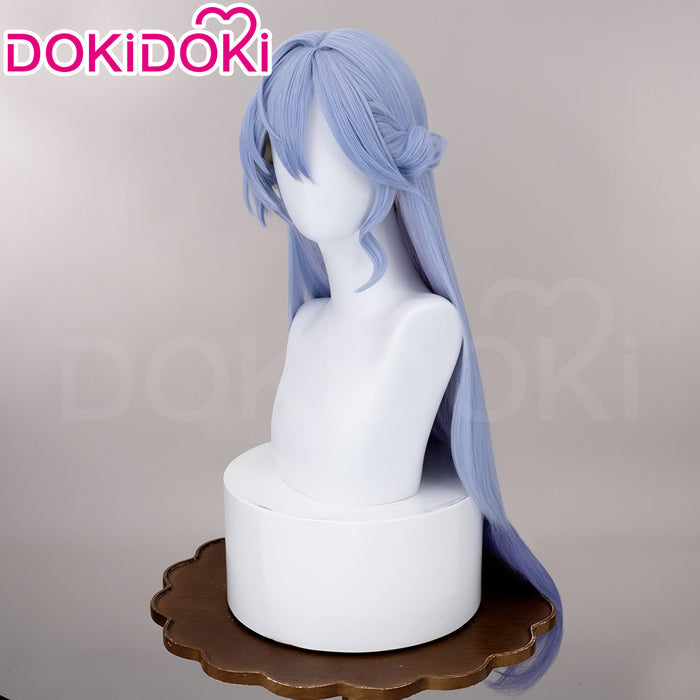 【Ready For Ship】DokiDoki Game Honkai: Star Rail Cosplay Robin Wig Long Curly Blue Gradient Hair / Earring / Ear Feather Hair Clips/ Wreath Headpiece
