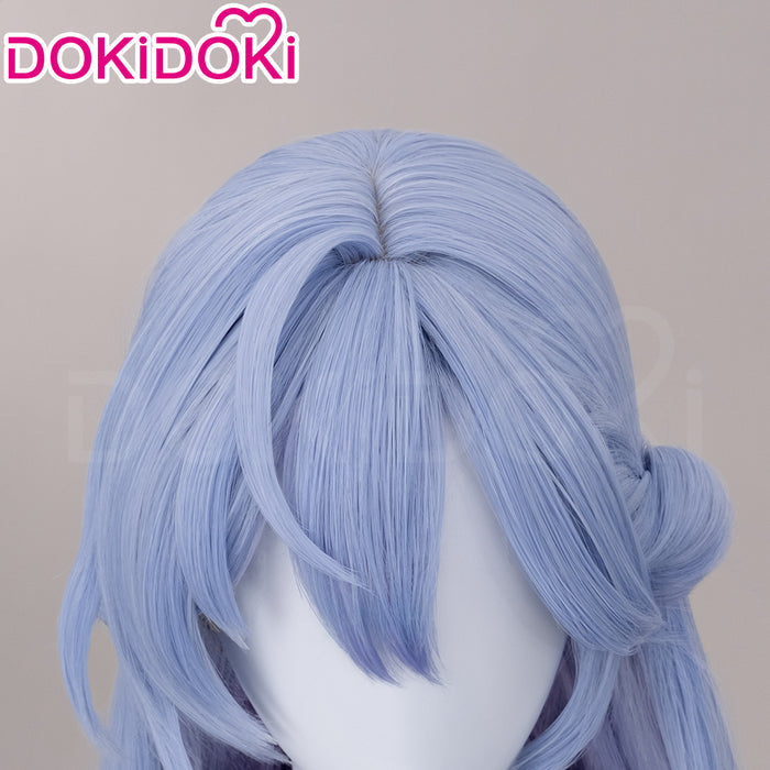 【Ready For Ship】DokiDoki Game Honkai: Star Rail Cosplay Robin Wig Long Curly Blue Gradient Hair / Earring / Ear Feather Hair Clips/ Wreath Headpiece