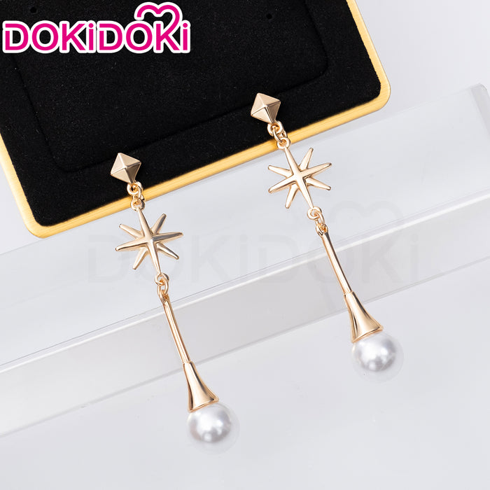 【Ready For Ship】DokiDoki Game Honkai: Star Rail Cosplay Robin Wig Long Curly Blue Gradient Hair / Earring / Ear Feather Hair Clips/ Wreath Headpiece