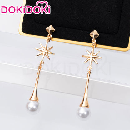 【Ready For Ship】DokiDoki Game Honkai: Star Rail Cosplay Robin Wig Long Curly Blue Gradient Hair / Earring / Ear Feather Hair Clips/ Wreath Headpiece