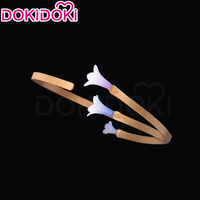 【Ready For Ship】DokiDoki Game Honkai: Star Rail Cosplay Robin Wig Long Curly Blue Gradient Hair / Earring / Ear Feather Hair Clips/ Wreath Headpiece