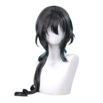 【Ready For Ship】DokiDoki Game Honkai: Star Rail Cosplay Ruan Mei Wig Long Curly Black Blue Highlight Hair Ruanmei