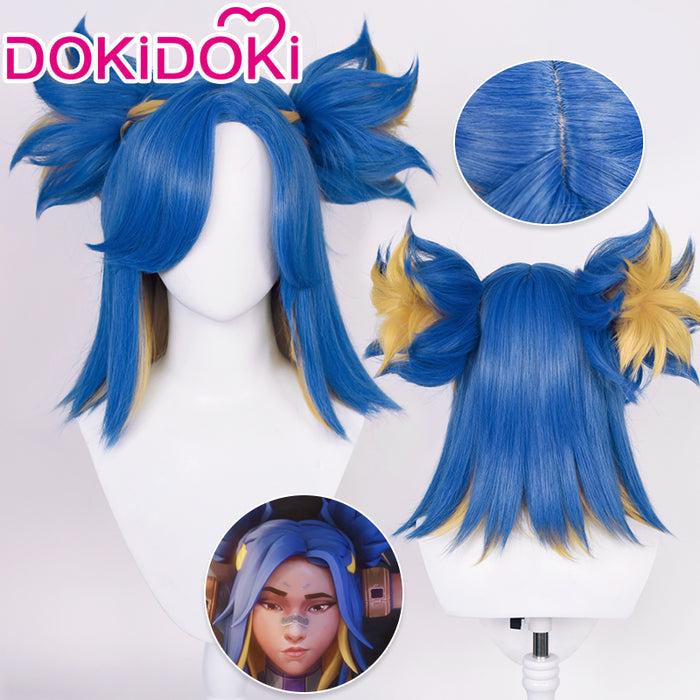 【Ready For Ship】DokiDoki Game Valorant Cosplay Neon Cosplay Wig Blue Yellow