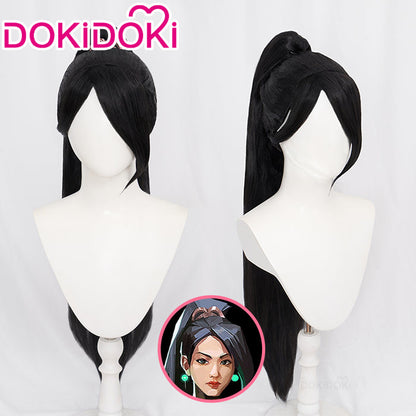 【Ready For Ship】DokiDoki Game Valorant Cosplay Sage Wig Long Straight Black Hair
