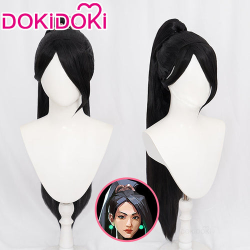 【Ready For Ship】DokiDoki Game Valorant Cosplay Sage Wig Long Straight Black Hair