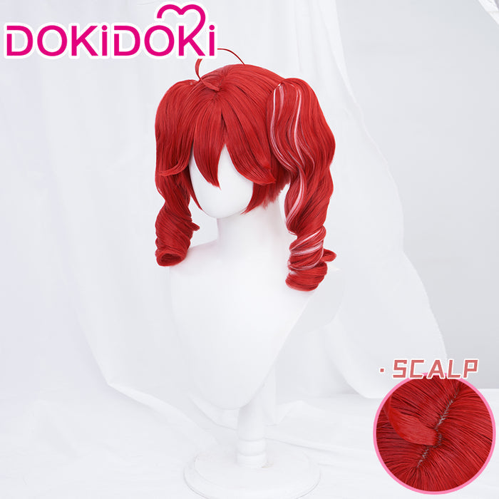 【Ready For Ship】DokiDoki Project DIVA 2nd Cosplay Wig Long Curly Red Pink